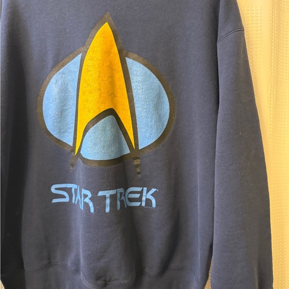 Vintage 90’s Star Trek Navy Blue Crewneck Sweater Men’s Sz L Pull Over - Picture 8 of 16